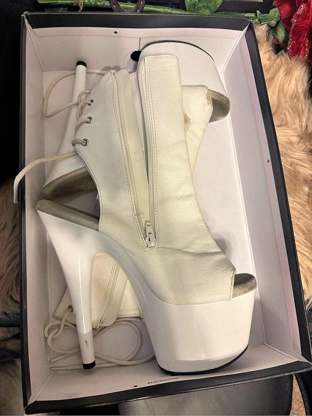 Pleaser Adore-1016 White Platform Ankle Boots